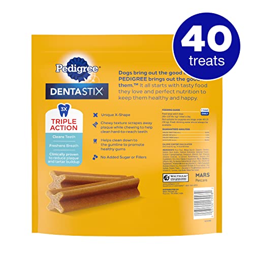 PEDIGREE DENTASTIX Large Dog Dental Treats Original Flavor Dental Bones, 2.08 lb. Value Pack (40 Treats)