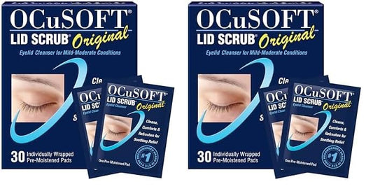 OCuSOFT Lid Scrub Original Eyelid Cleanser - Pre-Moistened Eyelid Wipes for Mild to Moderate Conditions - Eyelid Cleanser to Clean, Comfort & Soothe Irritated Eyelids - 30 Count (Pack of 2)