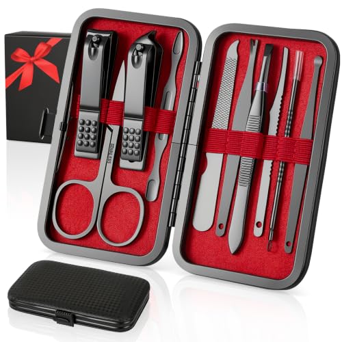 10-Piece Manicure Set - Stainless Steel Nail Clipper Kit with Case