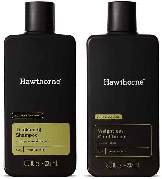 Hawthorne Men's Thickening Shampoo and Conditioner Hair Set. Includes Thickening Shampoo and Weightless Conditioner. 8 Fl Oz Each.