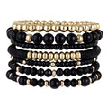 Bohemian Stackable Beaded Bracelets for Women - Black