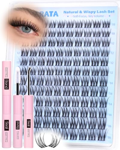 PHKERATA Wispy Lash Clusters Kit - 120pcs DIY Eyelash Extensions