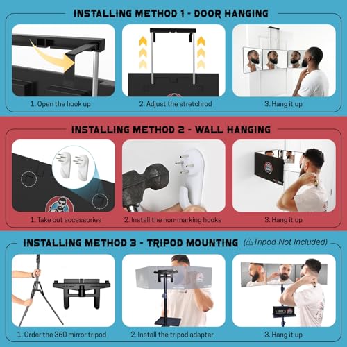 360 Mirror - 3 Way Mirror for Self Hair Cutting