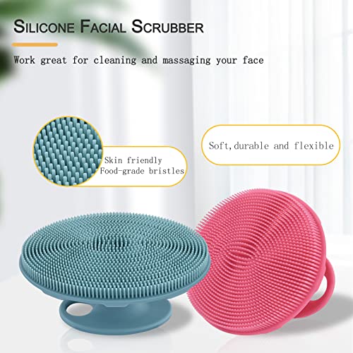 INNERNEED Silicone Body Cleansing Brush with Facial Scrubber, Soft Silicone Shower Scrubber, Gentle Exfoliating Brush, Promotes Blood Circulation, Relieves Stress