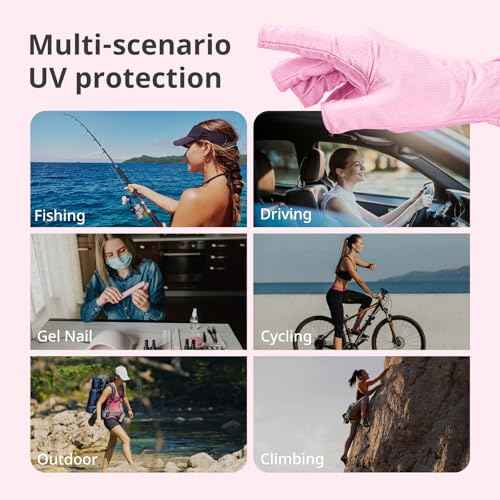 AIRSEE UV Gloves for Nail Lamp,Professional UPF50+ UV Protection for Manicures Nail Art,Fingerless Gloves That Shield Skin from The Sun and Manicure (Light Pink)