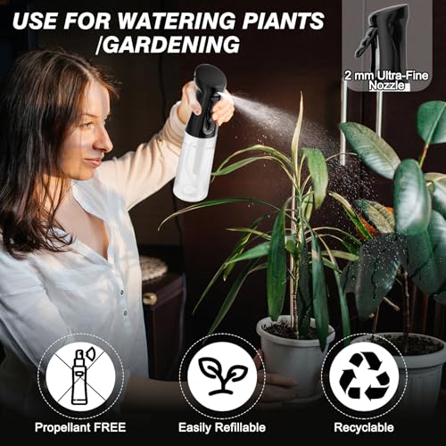 Continuous Spray Bottle 2 Pack 10.1oz - Fine Mist for Hair & Plants