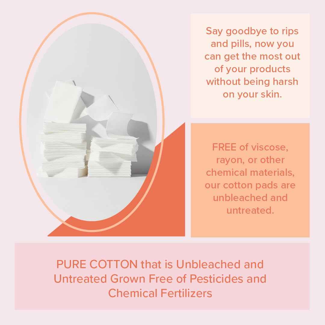 White Rabbit – Naked Cotton Classic – Premium 100% Cotton Pads for Toner Use, Makeup Remover, and Masks | Unbleached, Lint-Free, Extra Soft | Korean Skin Care Product (500 Count)