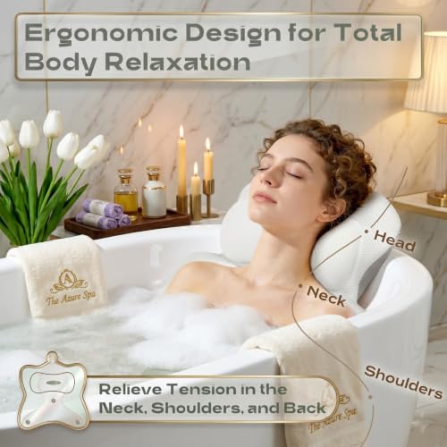 5D Mesh Bath Pillow with Neck & Back Support - Non-Slip
