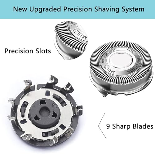 SH50/52 Replacement Heads Compatible with Philips Series 5000 Electric Shavers, SH50 Blades Heads Compatible with Norelco Series 5000 Razors PT8xx, PT7xx, AT8xx, AT7xx, 6 Pack with Brush