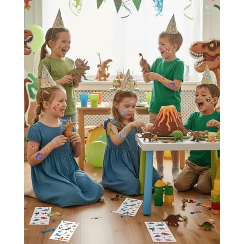 Dinosaur Temporary Tattoos for Kids ? 60PCS | Dinosaur Birthday Decorations, Dinosaur Party Favors, Dino Goodie Bag Fillers, Dinosaur tattoos for Boys & Girls
