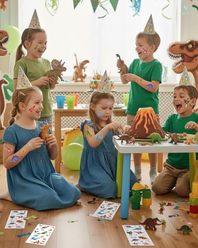 Dinosaur Temporary Tattoos for Kids - 60 Piece Set