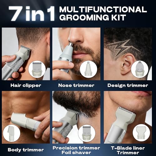Prettywill Beard Trimmer for Men, 24-Setting Magnetic All-in-One Grooming Kit