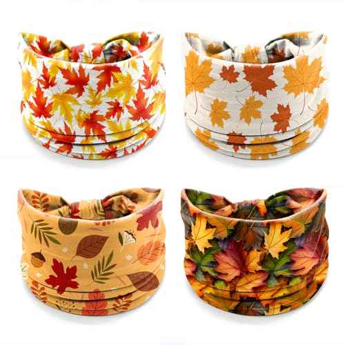 4Pcs Fall Headbands for Women - Thanksgiving Day Turkey Leaves Holiday Hair Bands, Autumn Festive Gift Hair Accessories (Maple)