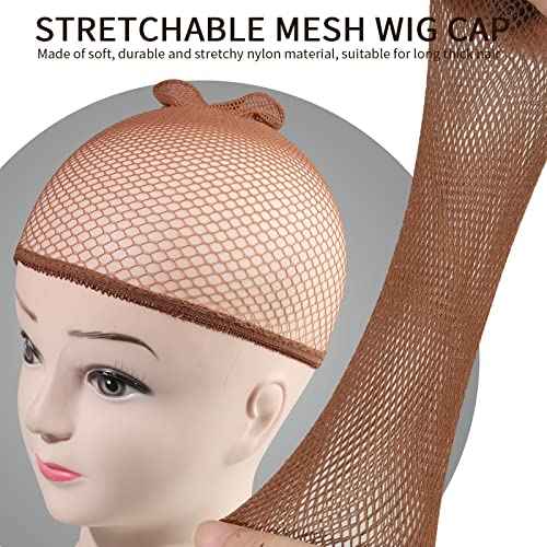 Fandamei Mesh Wig Caps Net, 4PCS Wig Caps Net Open End, Dark Brown Wig Cap for women, Strength Wig Cap Dark Brown
