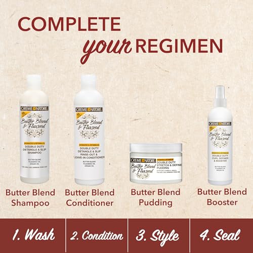 Creme of Nature Double Duty Detangle and Slip Rinse-Out and Leave-In Conditioner with Butter Blend, Flaxseed and Argan Oil, Moisture-Rich, Multi-Use Detangling for Natural Hair, 12 oz