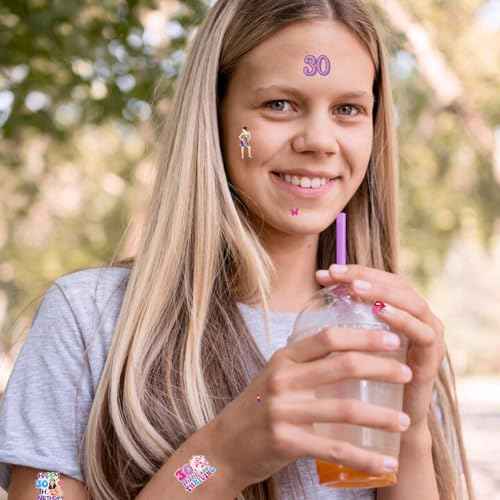 Thirty Flirty and Thriving Temporary Tattoos - Aposwow 200+ 30 Flirty and Thriving Birthday Decorations Favors Supplies 30th Birthday Themed Tattoo Stickers Gifts for Women Prizes Rewards