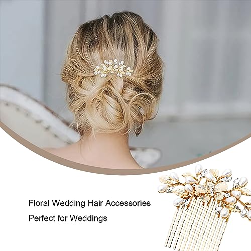 Gold Pearl Bridal Hair Comb - Wedding Hair Accessories