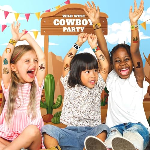 Cowboy Party Favors Set - 24 Slap Bracelets & 36 Tattoos