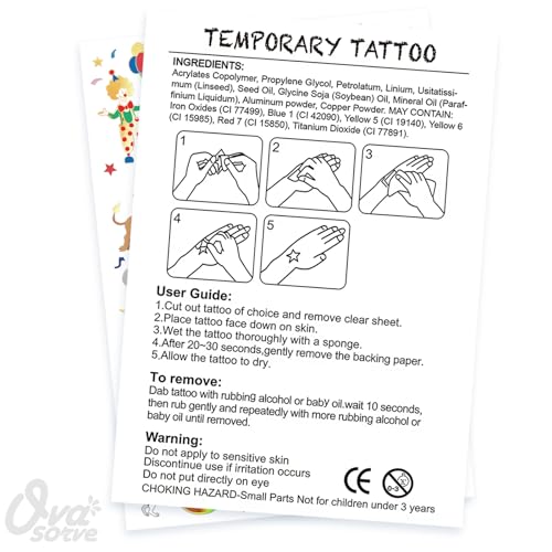 Carnival Temporary Tattoos for Kids - 42 Glitter Styles