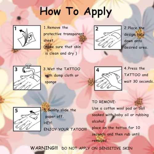 Glitter Flower Temporary Tattoos for Girls - 74 Individually Sheets | Waterproof & Easy Peel | Kids Birthday Party Favors, Flower Theme Decorations