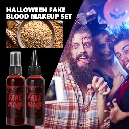 Fake Blood Makeup Kit – Spray, Drip & Gel for Halloween SFX