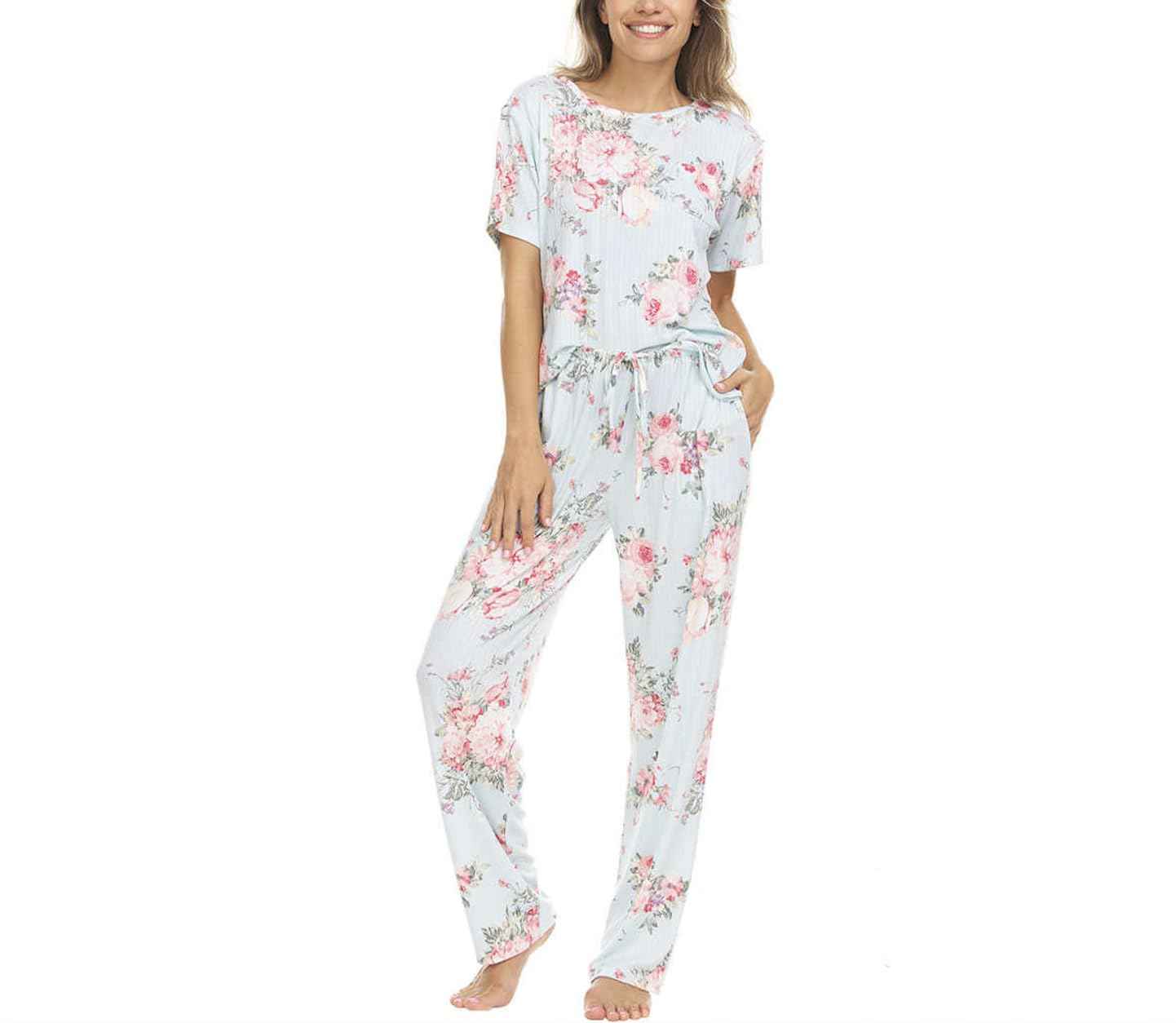 Flora Nikrooz Women 2-piece Super Soft Pajama Set (XX-LARGE, BLUE)