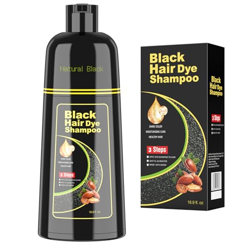 BELEZALIB Black Hair Dye Shampoo for Gray Coverage, 3-in-1