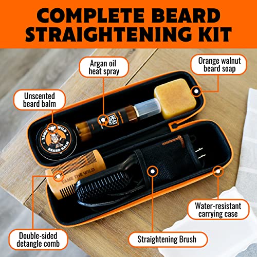 Tame the Wild Premium Beard Straightener Kit and Pro Beard Straightener for Men - 12 Temp Settings