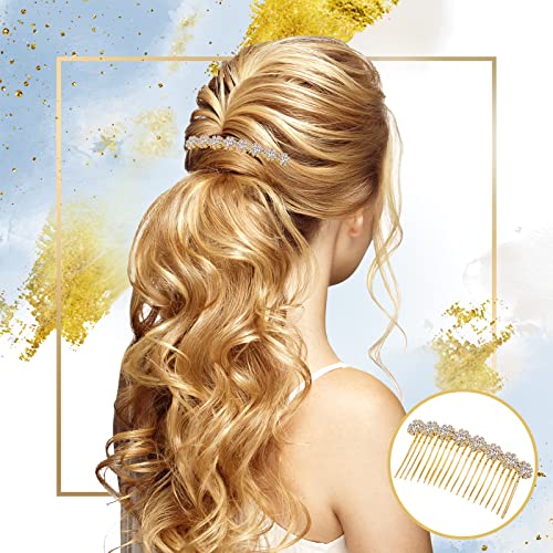 Geosar 4pc Alloy Rhinestone Hair Combs Wedding Bridal Silver Gold