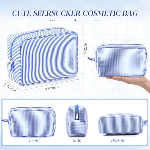Sanwuta 10 Pcs Seersucker Makeup Bags - Travel Toiletry Organizer