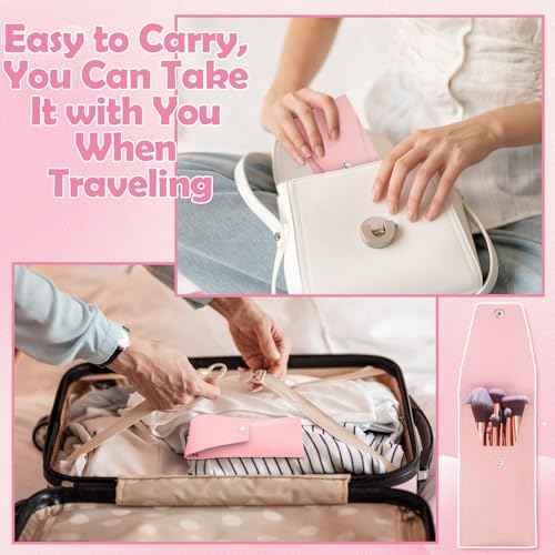 20PCS Travel Makeup Brush Set,10 Pcs Small Makeup Brushes with Mirror,Storage Bag and 8PCS Makeup Sponges for Home,Travel, Party