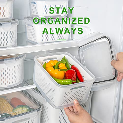 Freshmage 5-Pack Produce Container Set with Colander - Leakproof