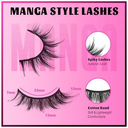 Veleasha Cat Eye Manga Lashes C Curl - 7 Pairs False Eyelashes