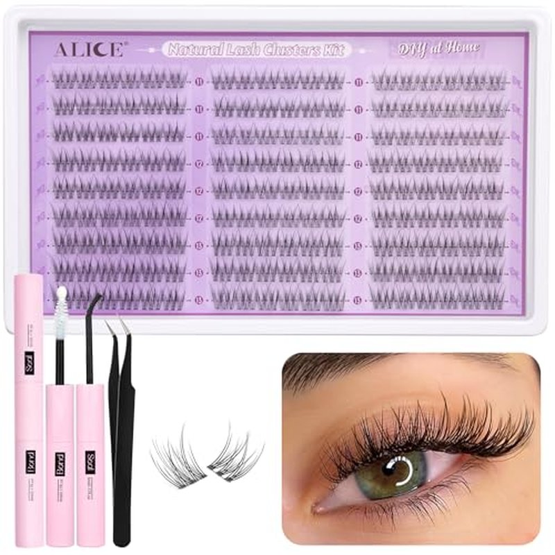 ALICE Natural Lash Clusters Kit - 162pcs Wispy Extensions 11-13mm
