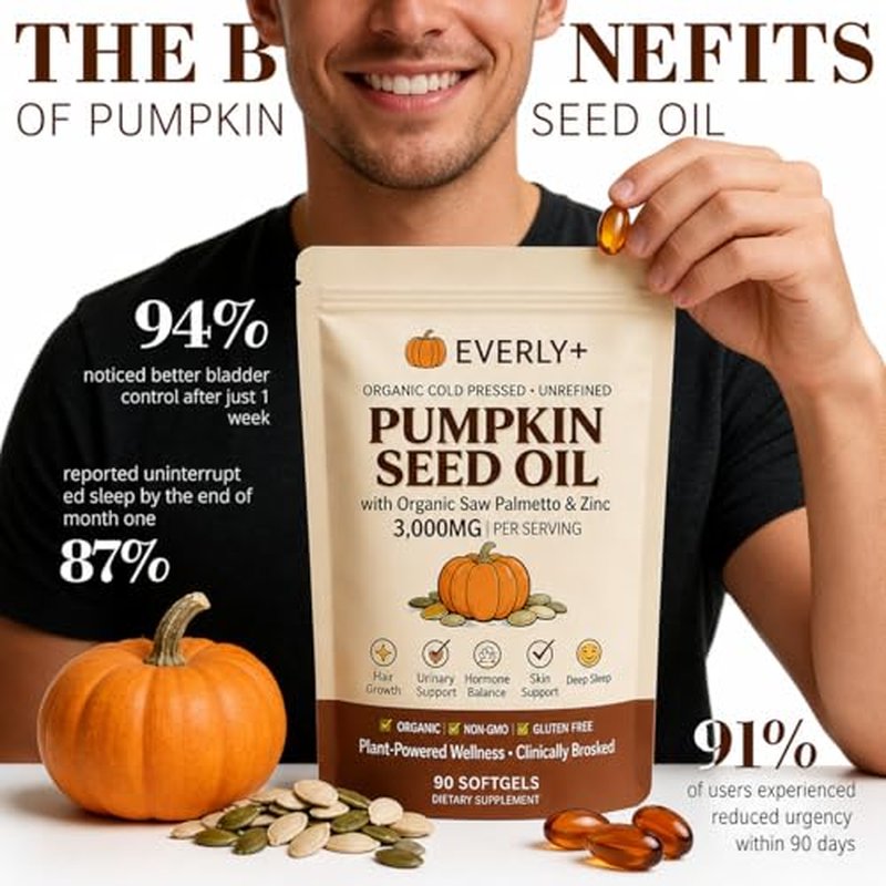 Pumpkin Seed Oil with Saw Palmetto Softgels, 90 Count