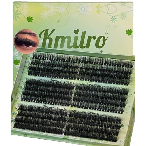 Kmilro Lash Clusters 14-20mm Volume Cluster Eyelash Extensions Thick Eyelash Clusters 480pcs Waterproof Wispy Individual Lashes Soft False Eyelashes DIY Lash Extension (150D+180D+200D)