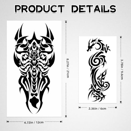 Tribal Totem Temporary Tattoos - 23 Sheets Half Sleeve