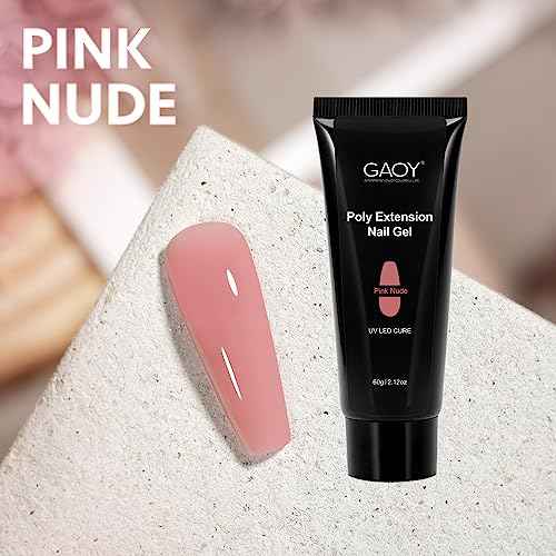 GAOY Poly Gel, 60g Nail Extension Gel, Pink Nude Builder Enhancement for Beginner & Professional Nail Art Salon DIY at Home