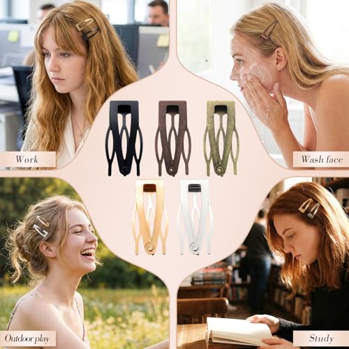 Obeoby 20Pcs Metal Snap Hair Clips for Women & Girls, 5 Matte Colors, Small Barrettes