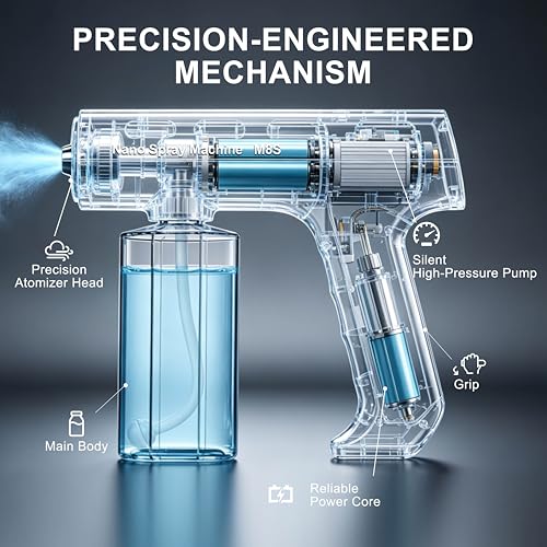 NYIKYUAM Black Nano Spray Machine 240ML Rechargeable Cordless Mist Gun