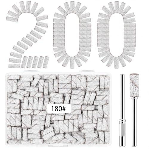 200 Pcs Zebra Nail Drill Sanding Bands 180 Grit with Mandrels