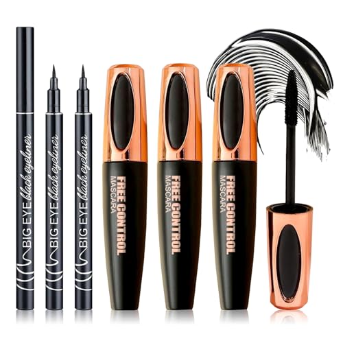 6-Piece Mascara & Eyeliner Set - Waterproof Long Lasting