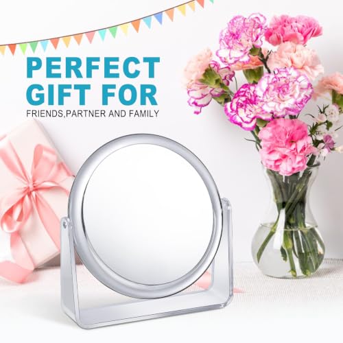 MKUMIR 20X Double Sided Makeup Mirror with 360° Rotation, Portable Tabletop Vanity for Bathroom & Travel