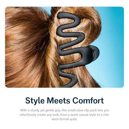 Gimme Beauty Medium Hair Trend Alert Twists & Buns - Break-Resistant, Recycled Plastic Clip - Non-Slip, Firm Hold Clip for All Hair Types - Trendy Wave Design - Black/Blue
