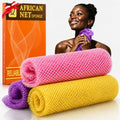 UJFQBH 3-Pack African Net Bath Sponge Set - Pink, Yellow, Purple Exfoliating Body Scrubber