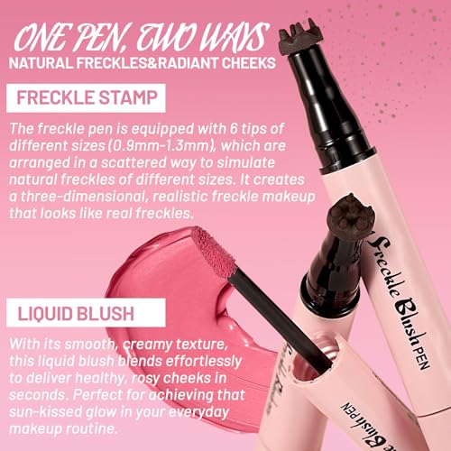 2-in-1 Freckle Pen & Blush - Dark Brown & Plum Rose