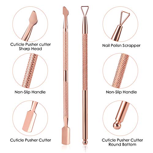 YINYIN 3-in-1 Cuticle Trimmer Set - Rose Gold Stainless Steel Tools