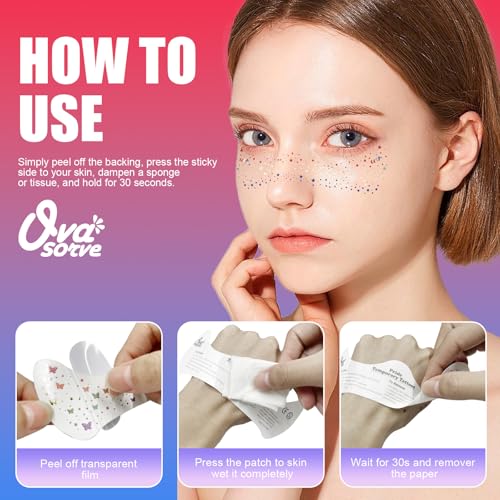 4th of July Freckles Glitter Stars Patriotic Face Tattoos (8 Sheets)