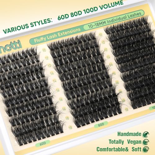 Zenotti Wispy Eyelash Clusters 60D 80D 100D Mixed Length 290PCS Natural & Voluminous