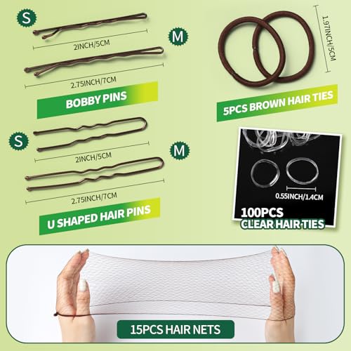 Dance Hair Accessories Kit, Ballet Bun Nets, Bobby Pins & Ties